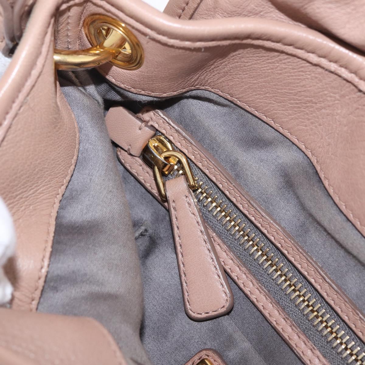 Miu Miu Hand Bag Leather 2way Pink Gold Auth mr3197V