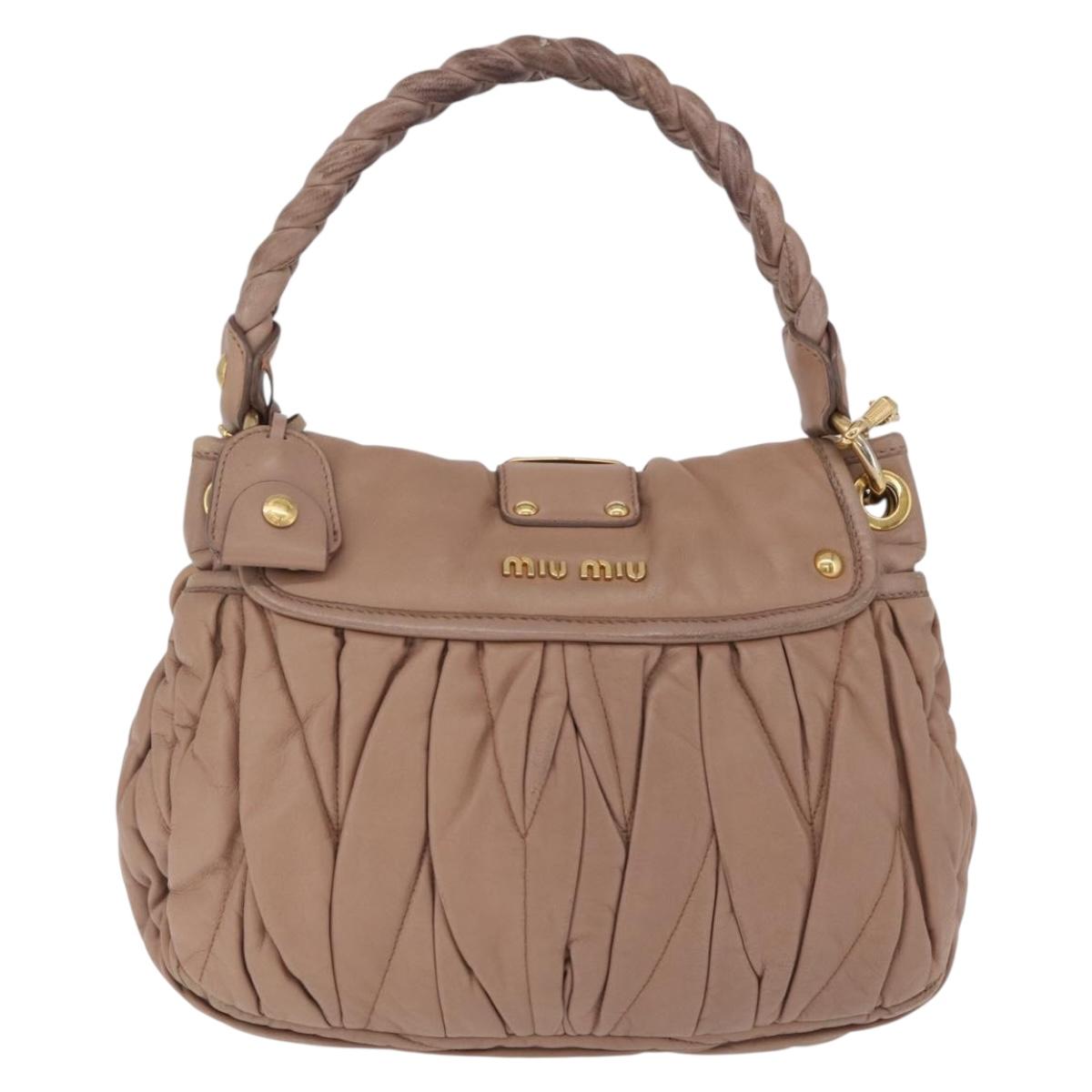 Miu Miu Hand Bag Leather 2way Pink Gold Auth mr3197V