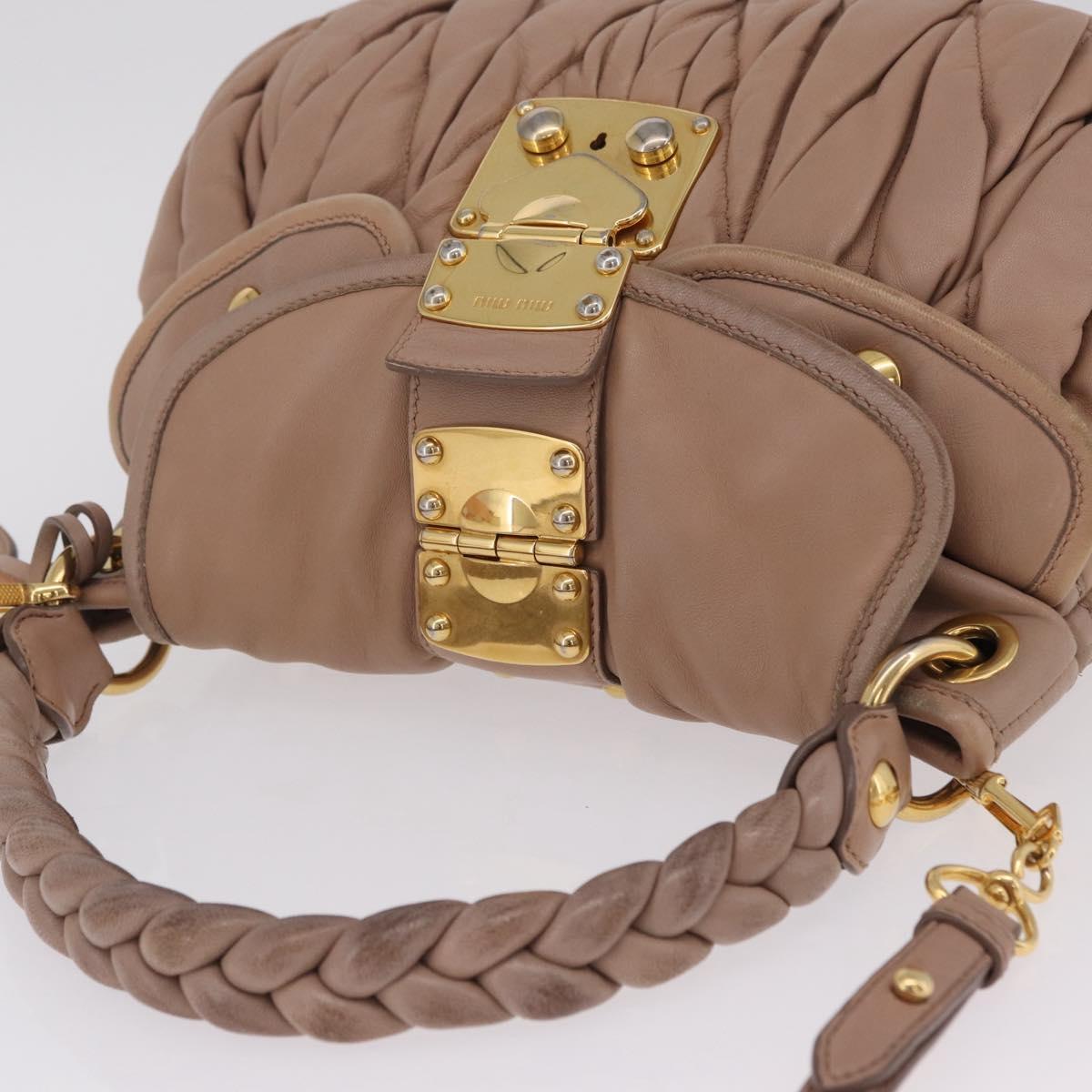 Miu Miu Hand Bag Leather 2way Pink Gold Auth mr3197V