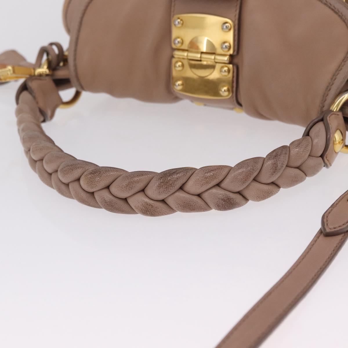 Miu Miu Hand Bag Leather 2way Pink Gold Auth mr3197V