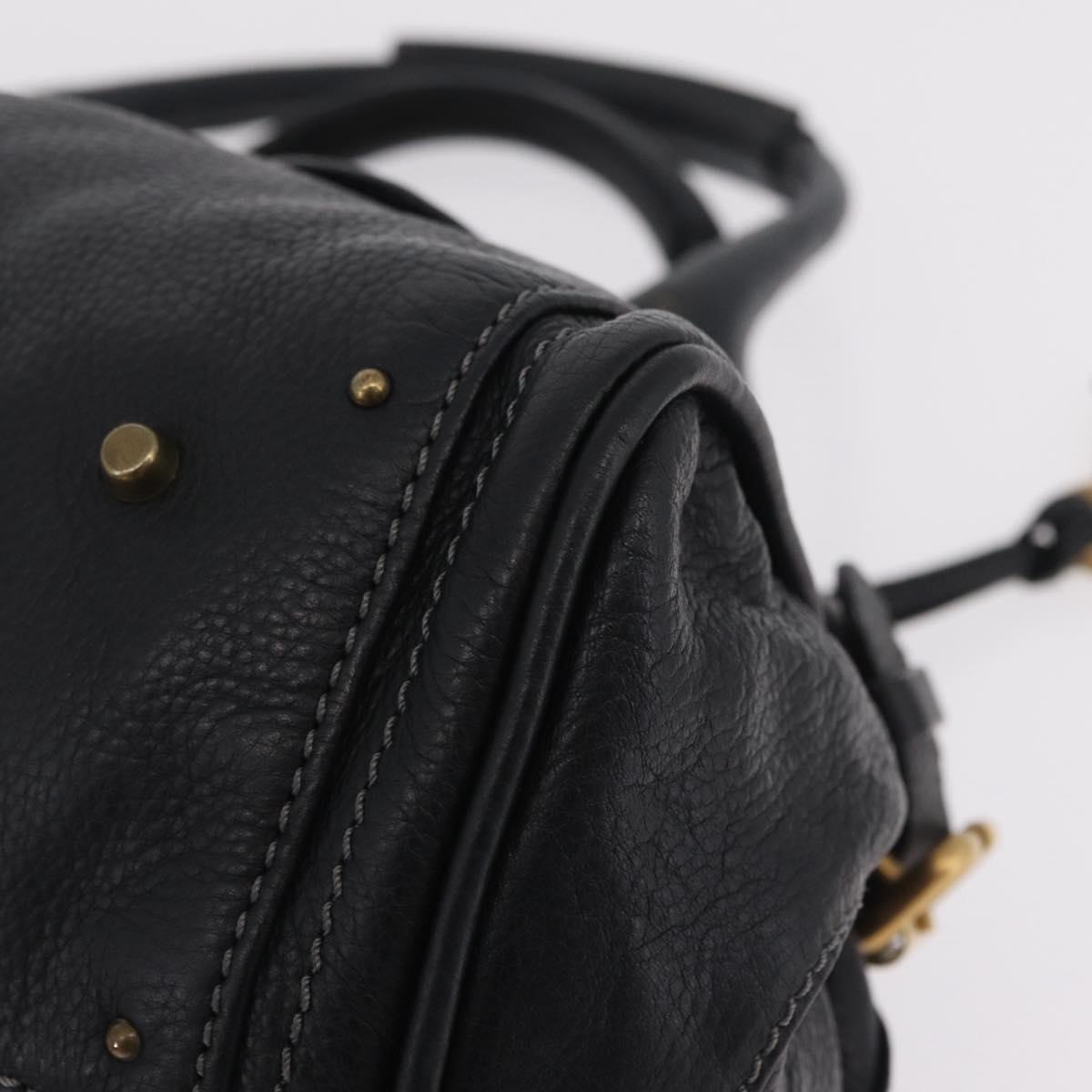 Chloe Paddington Hand Bag Leather Black Gold Silver Auth mr3203V