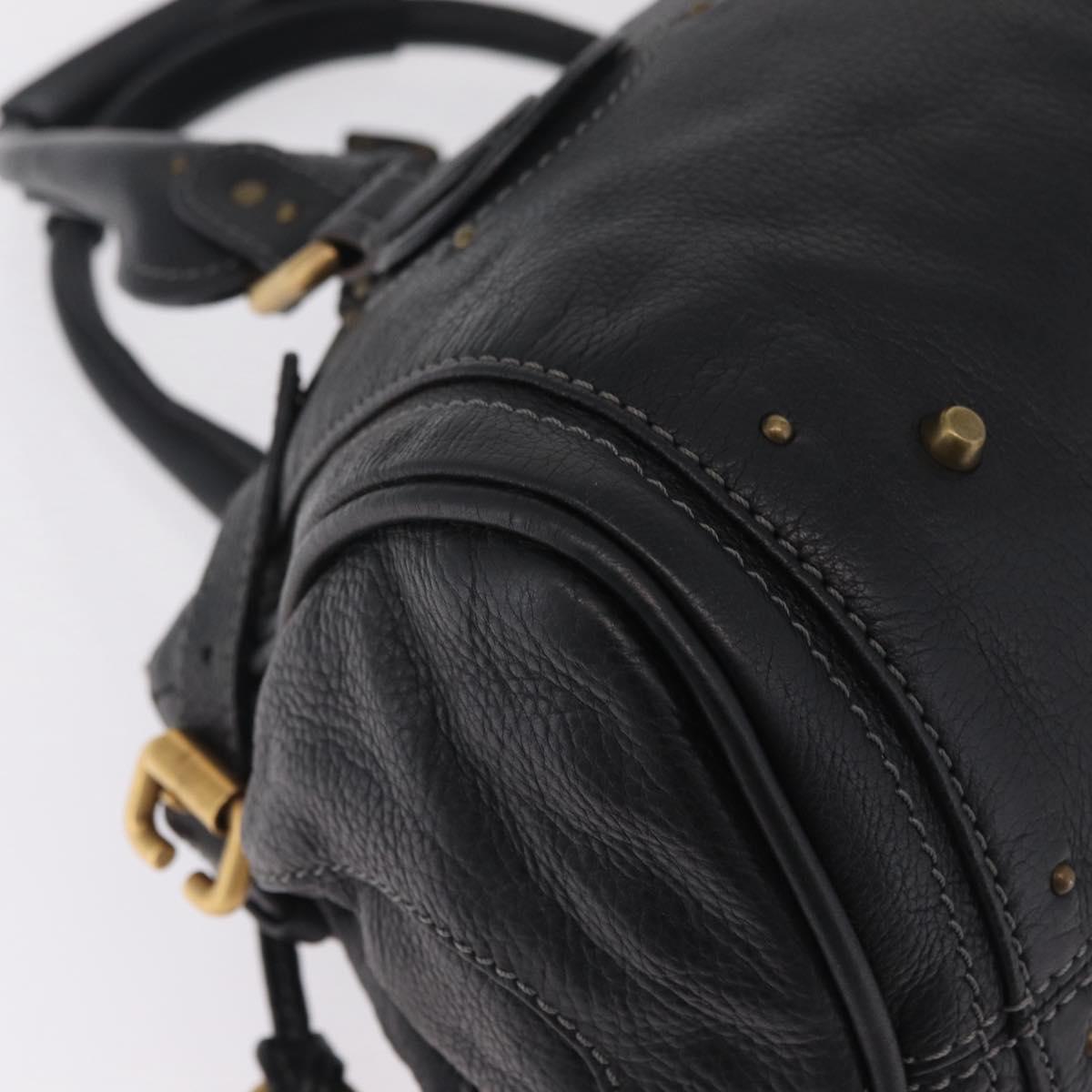 Chloe Paddington Hand Bag Leather Black Gold Silver Auth mr3203V