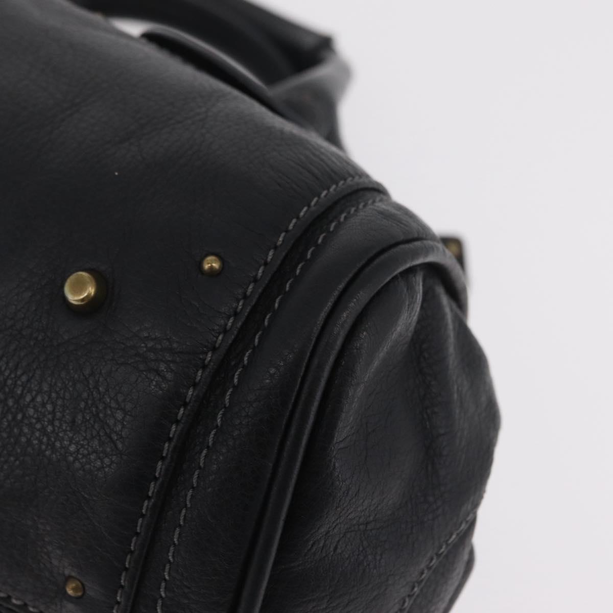 Chloe Paddington Hand Bag Leather Black Gold Silver Auth mr3203V