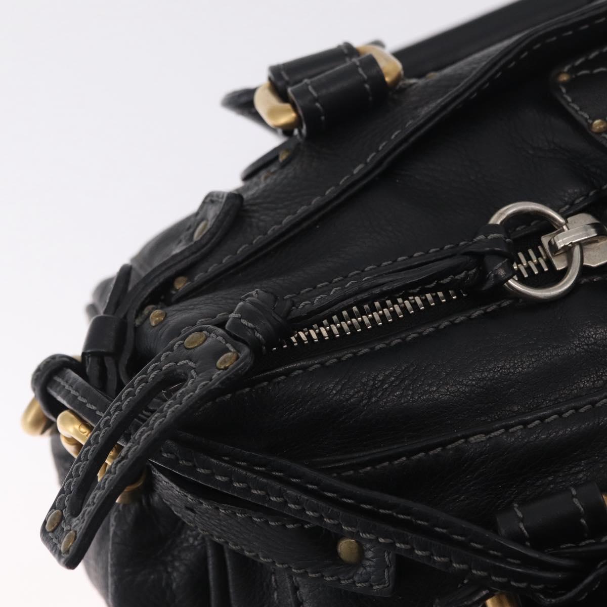 Chloe Paddington Hand Bag Leather Black Gold Silver Auth mr3203V
