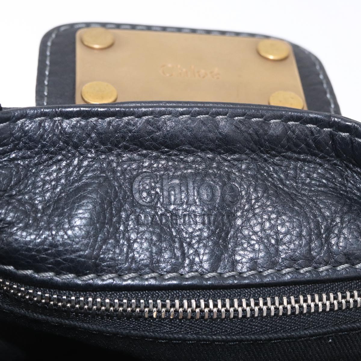 Chloe Paddington Hand Bag Leather Black Gold Silver Auth mr3203V