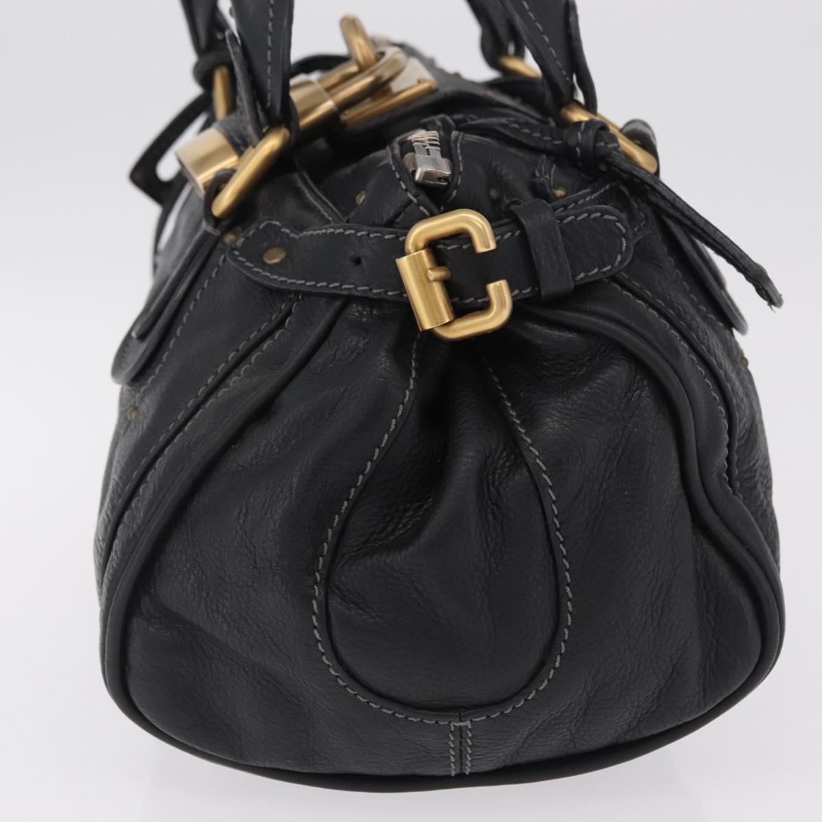 Chloe Paddington Hand Bag Leather Black Gold Silver Auth mr3203V