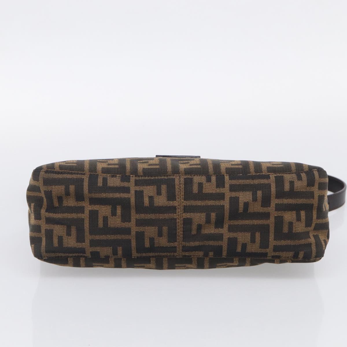 FENDI Zucca Canvas Mamma Baguette Shoulder Bag Brown Black Auth mr3209V