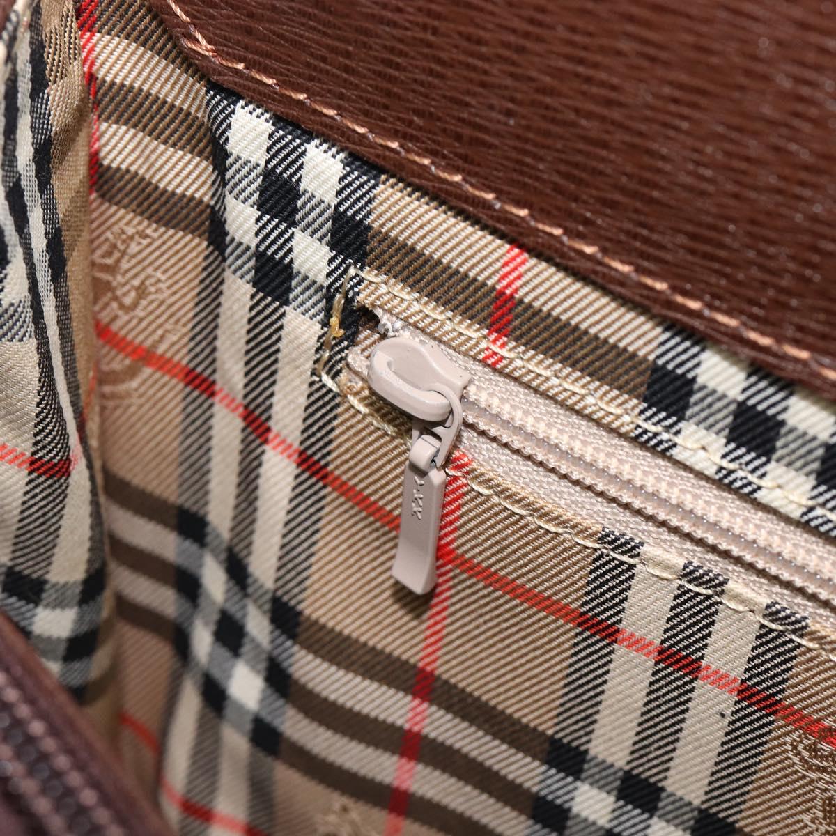 BURBERRY Hand Bag Leather Brown Gold Auth mr3260A