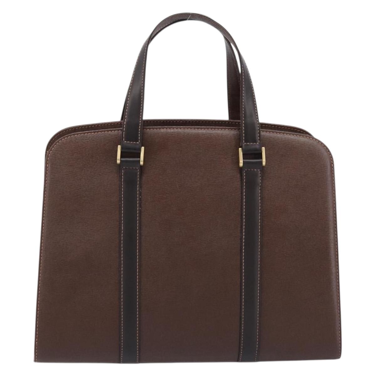 BURBERRY Hand Bag Leather Brown Gold Auth mr3260A