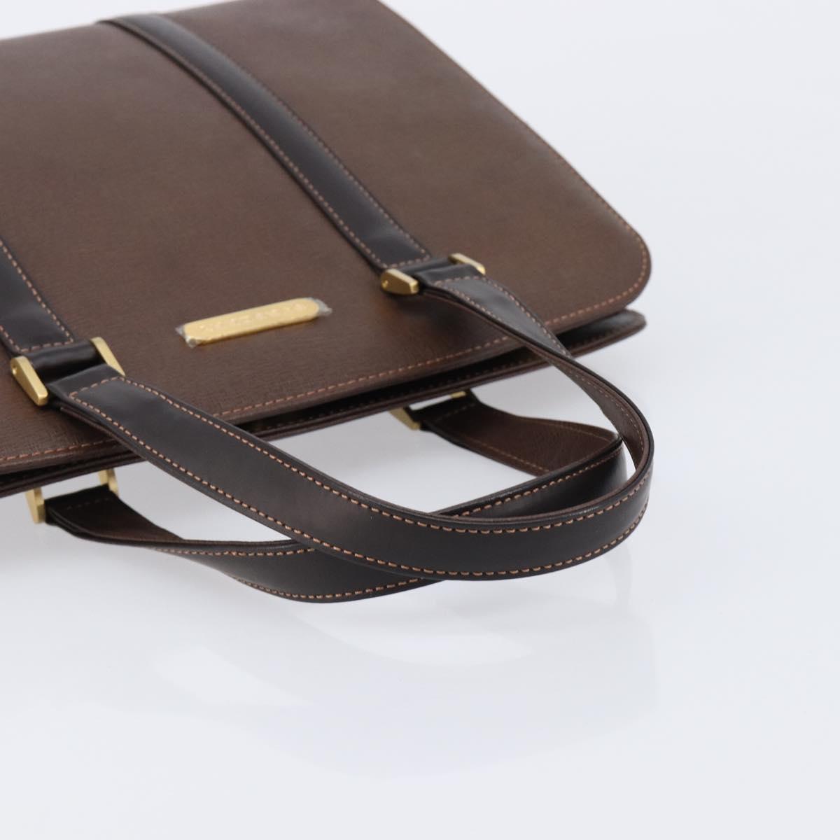BURBERRY Hand Bag Leather Brown Gold Auth mr3260A