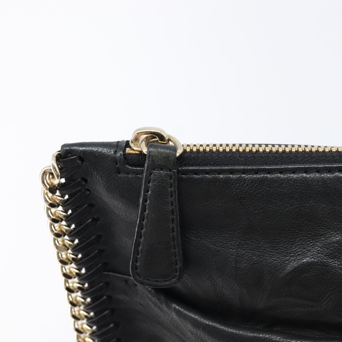 MCM Clutch Bag Leather Black Gold Auth mr3274A