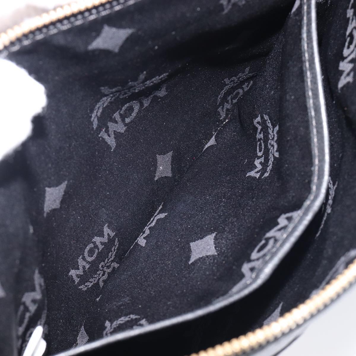 MCM Clutch Bag Leather Black Gold Auth mr3274A