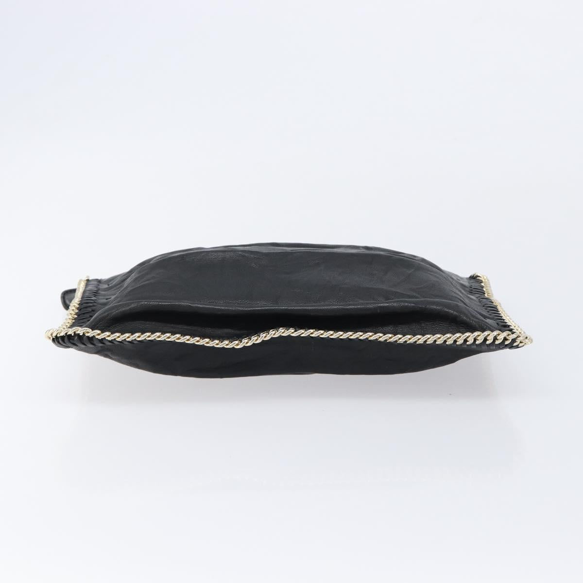 MCM Clutch Bag Leather Black Gold Auth mr3274A