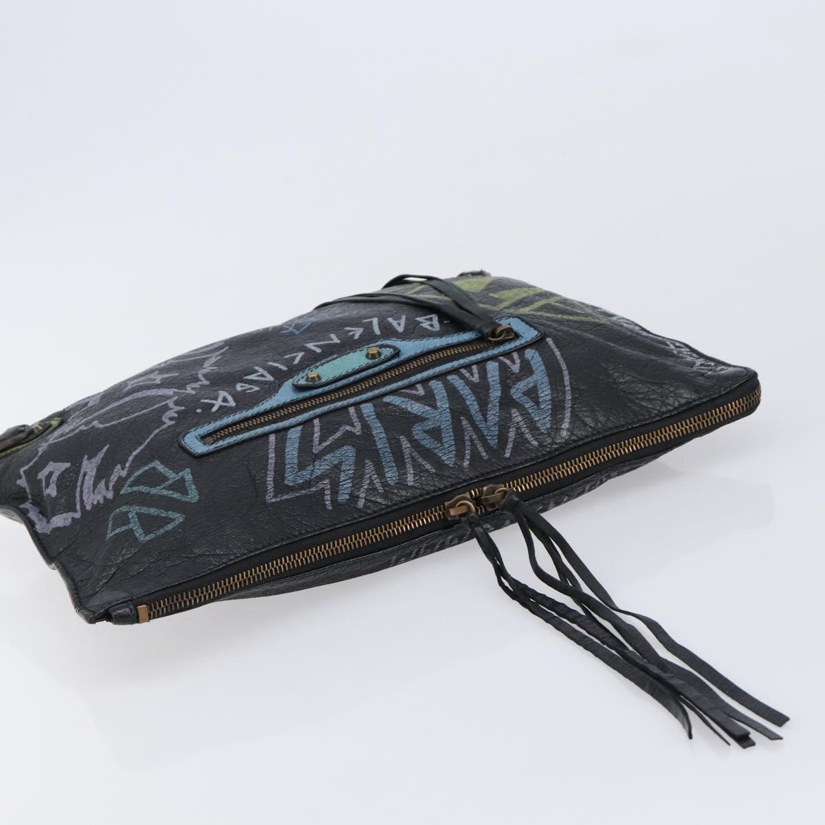 Balenciaga Clutch Bag Leather Black 362967 Auth mr3276