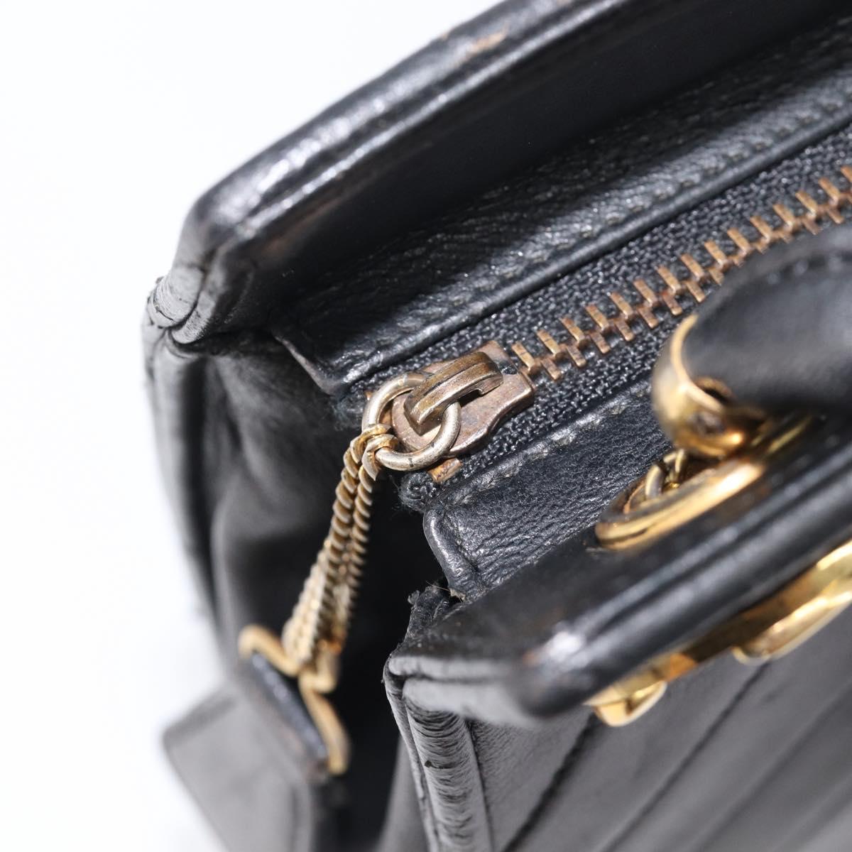 CHANEL V Stitch Shoulder Bag Lamb Skin Black Gold CC Auth mr3288A