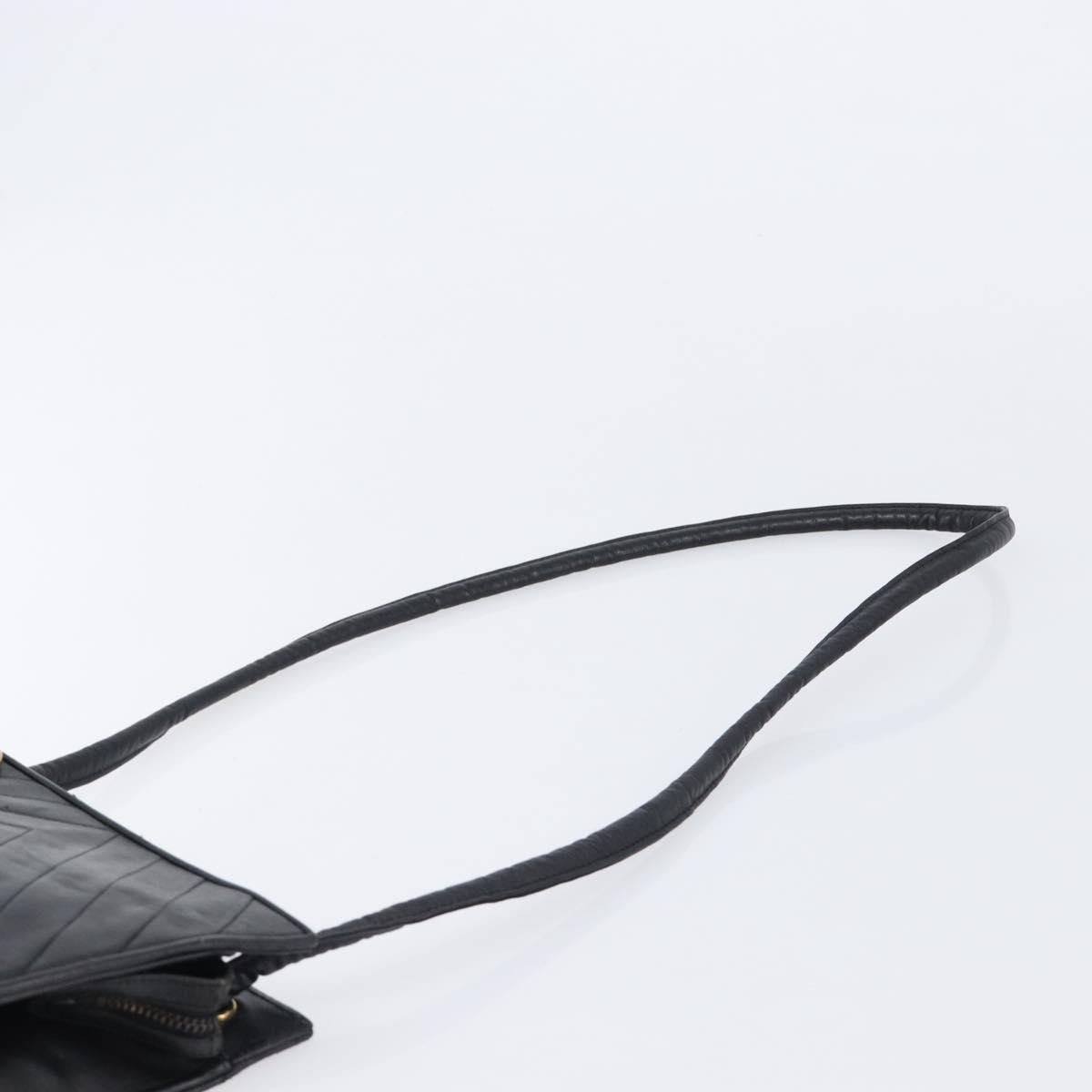 CHANEL V Stitch Shoulder Bag Lamb Skin Black Gold CC Auth mr3288A