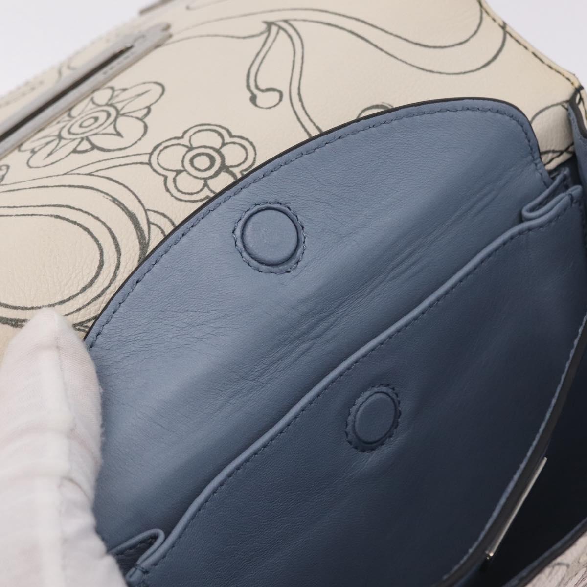 PRADA Kaye Shoulder Bag Leather White Silver Auth mr3336V