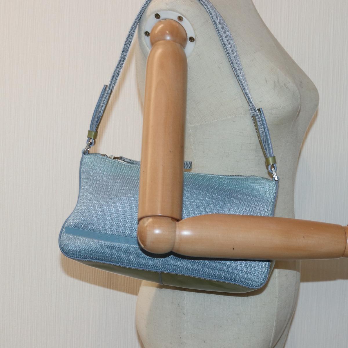 PRADA Sports Accessory Pouch Mesh Light Blue Auth mr358