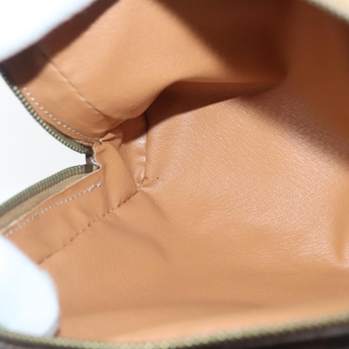 CELINE Macadam Canvas Clutch Bag PVC Leather Brown Gold Auth mr528