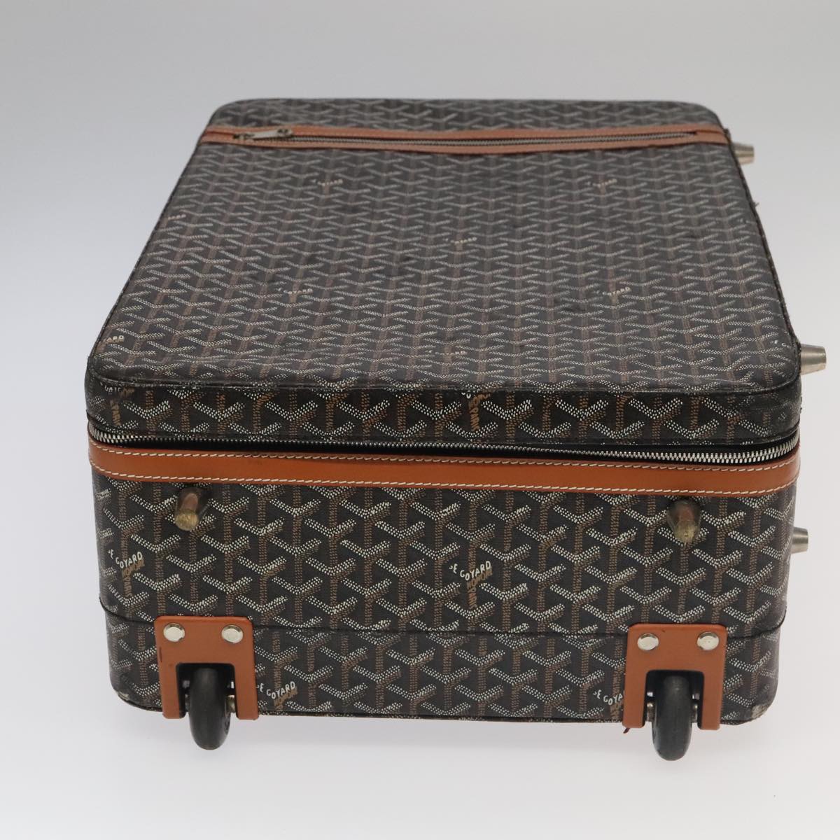GOYARD Herringbone Trolley PM suitcase PVCCanvas Brown Auth mr552AM
