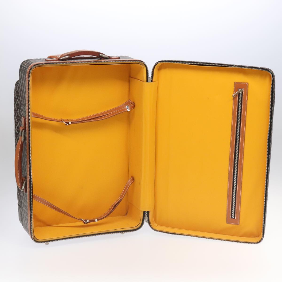 GOYARD Herringbone Trolley PM suitcase PVCCanvas Brown Auth mr552SAM