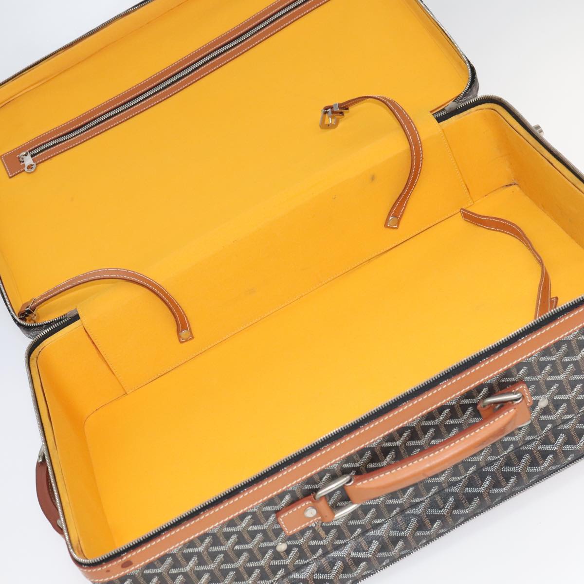 GOYARD Herringbone Trolley PM suitcase PVCCanvas Brown Auth mr552SAM