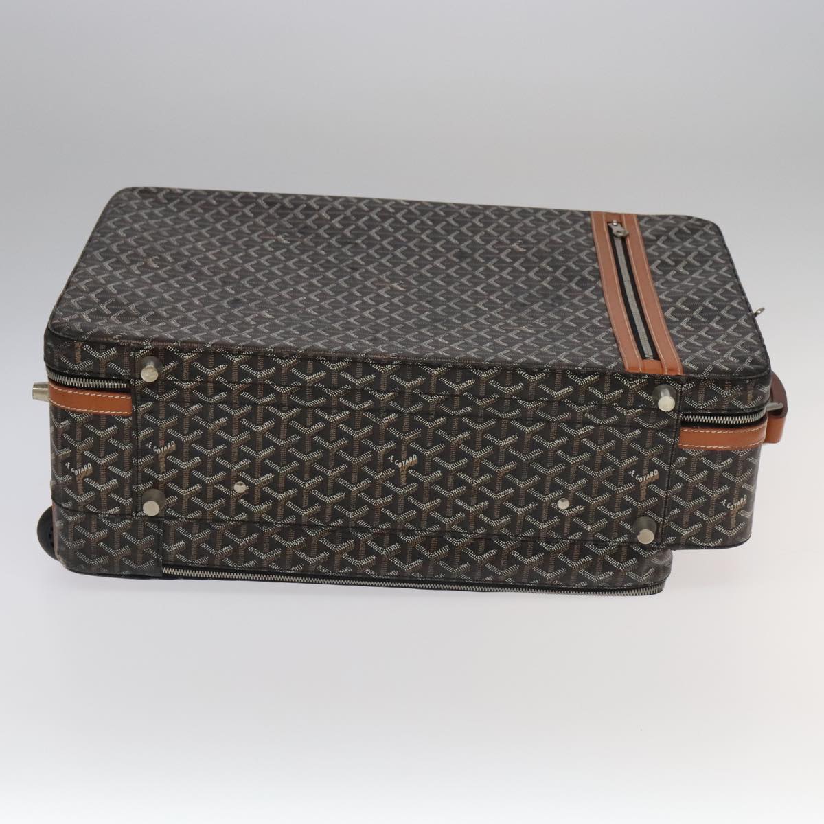 GOYARD Herringbone Trolley PM suitcase PVCCanvas Brown Auth mr552SAM