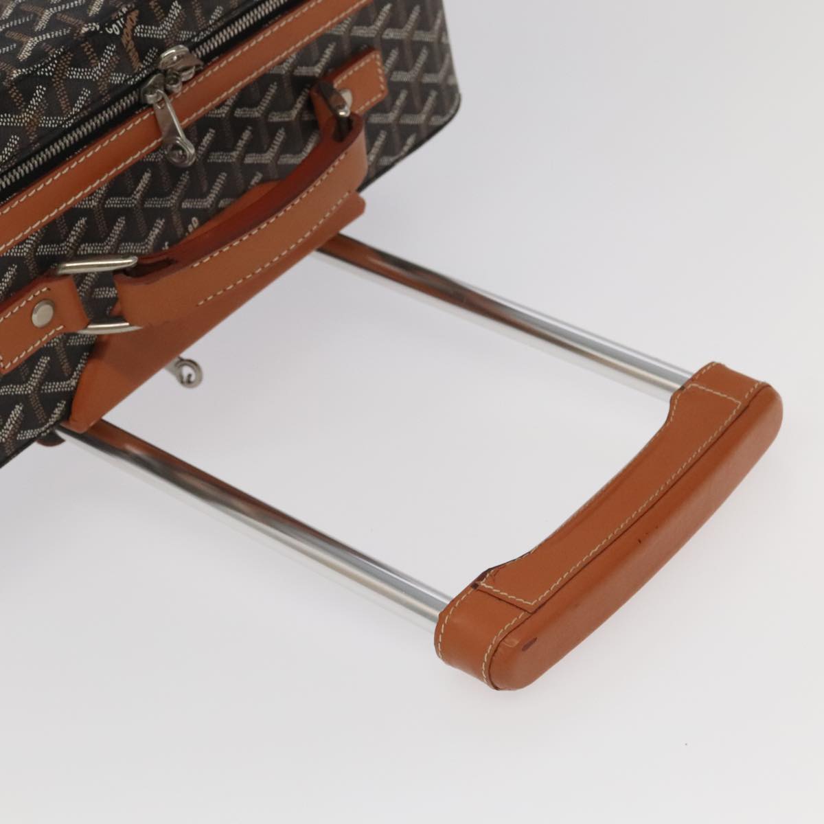 GOYARD Herringbone Trolley PM suitcase PVCCanvas Brown Auth mr552SAM