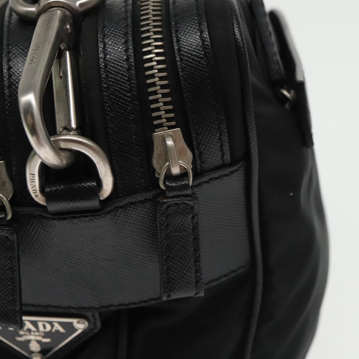 PRADA Shoulder Bag Nylon Black Silver BR2162 Auth mr669V