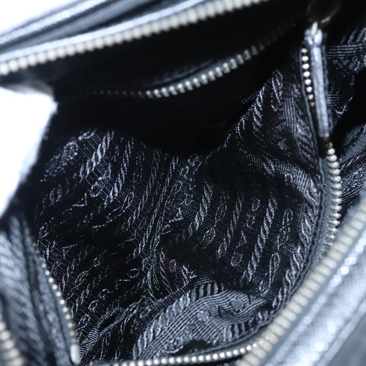 PRADA Shoulder Bag Nylon Black Silver BR2162 Auth mr669V