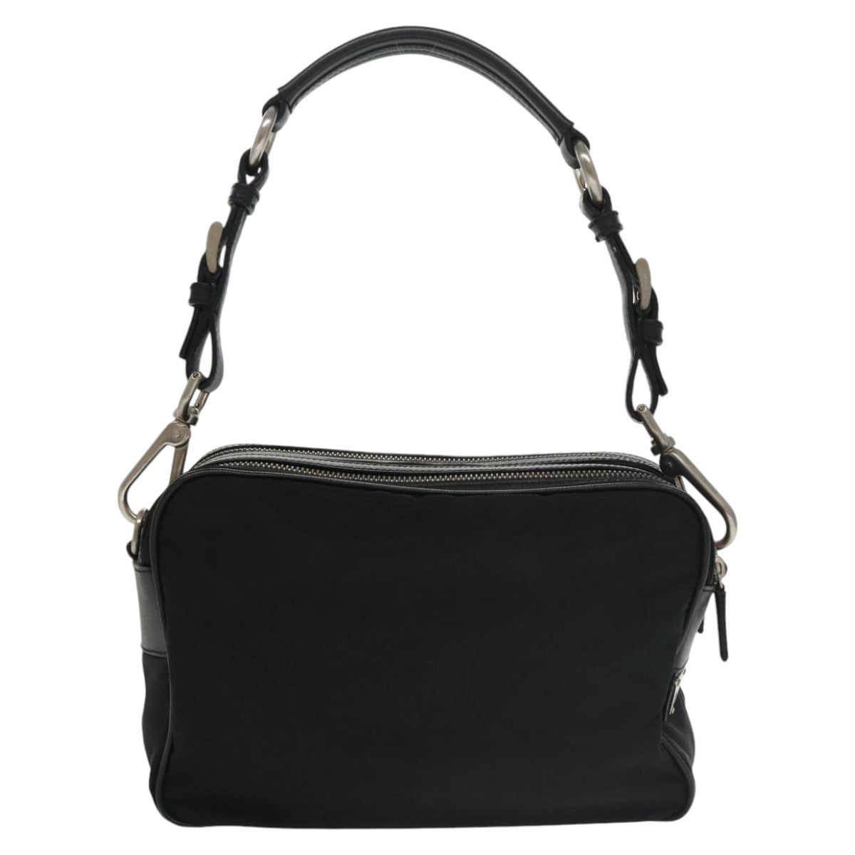 PRADA Shoulder Bag Nylon Black Silver BR2162 Auth mr669V
