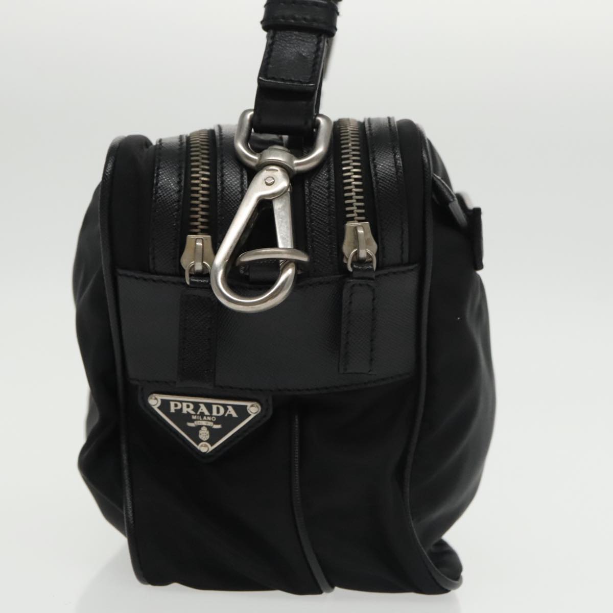 PRADA Shoulder Bag Nylon Black Silver BR2162 Auth mr669V