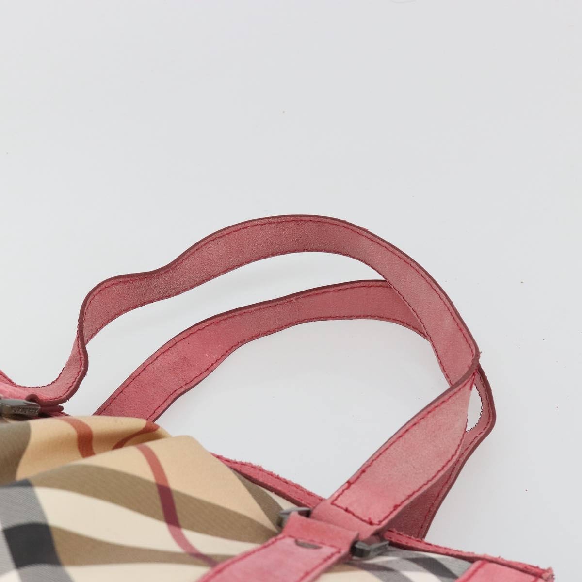 BURBERRY Nova Check Hand Bag PVC Leather 2way Beige Auth mr743