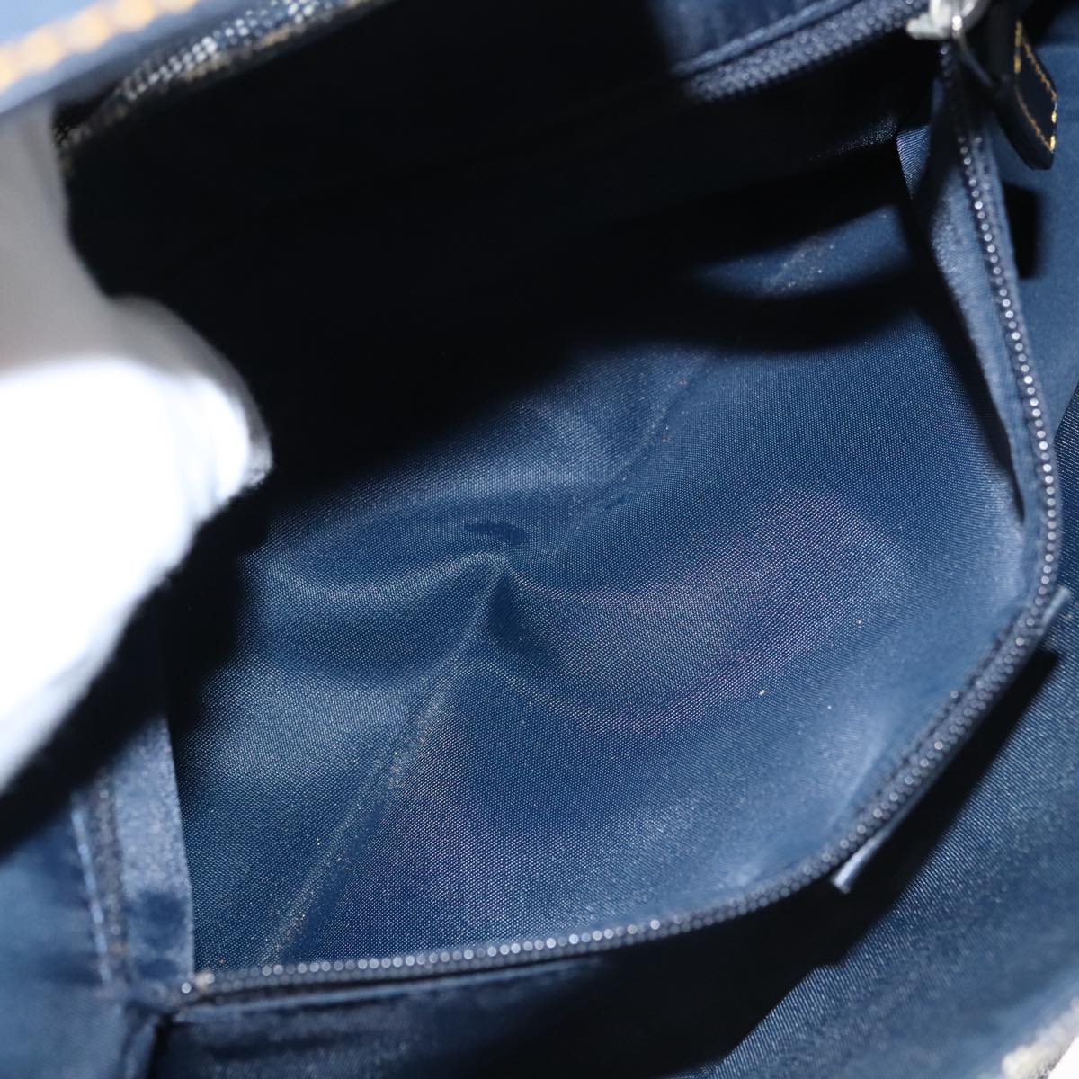 Christian Dior Trotter Canvas Saddle Shoulder Bag Navy Silver Auth mr803