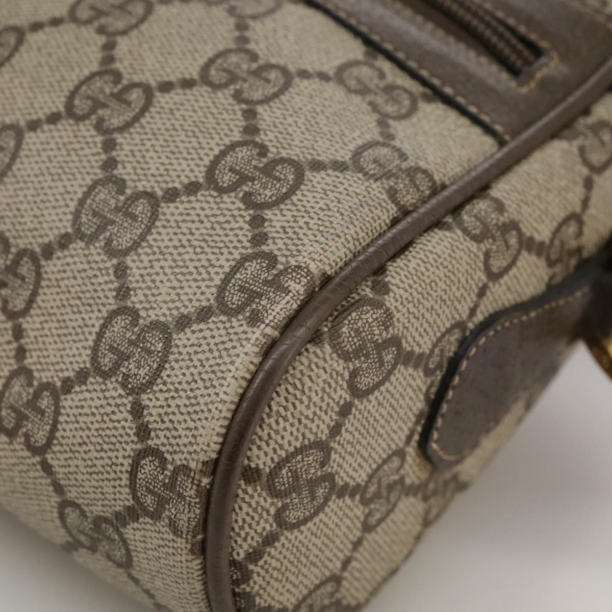 GUCCI Web Sherry Line GG Supreme Shoulder Bag PVC Beige Red Green Auth mr832