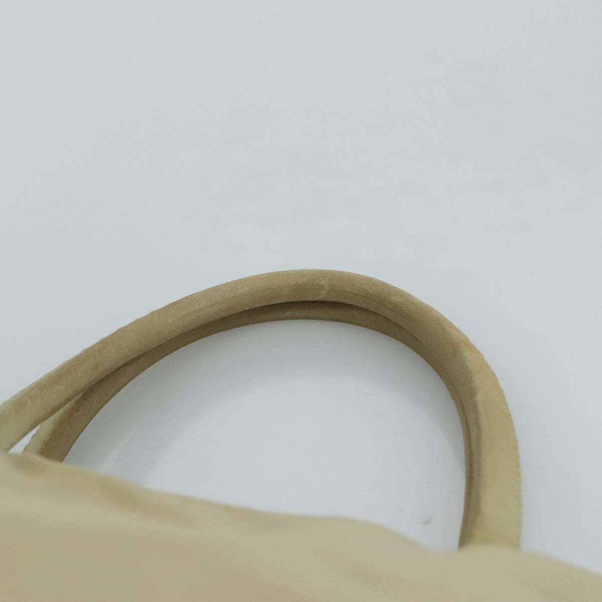 PRADA Tote Bag Nylon Beige Silver Auth mr836
