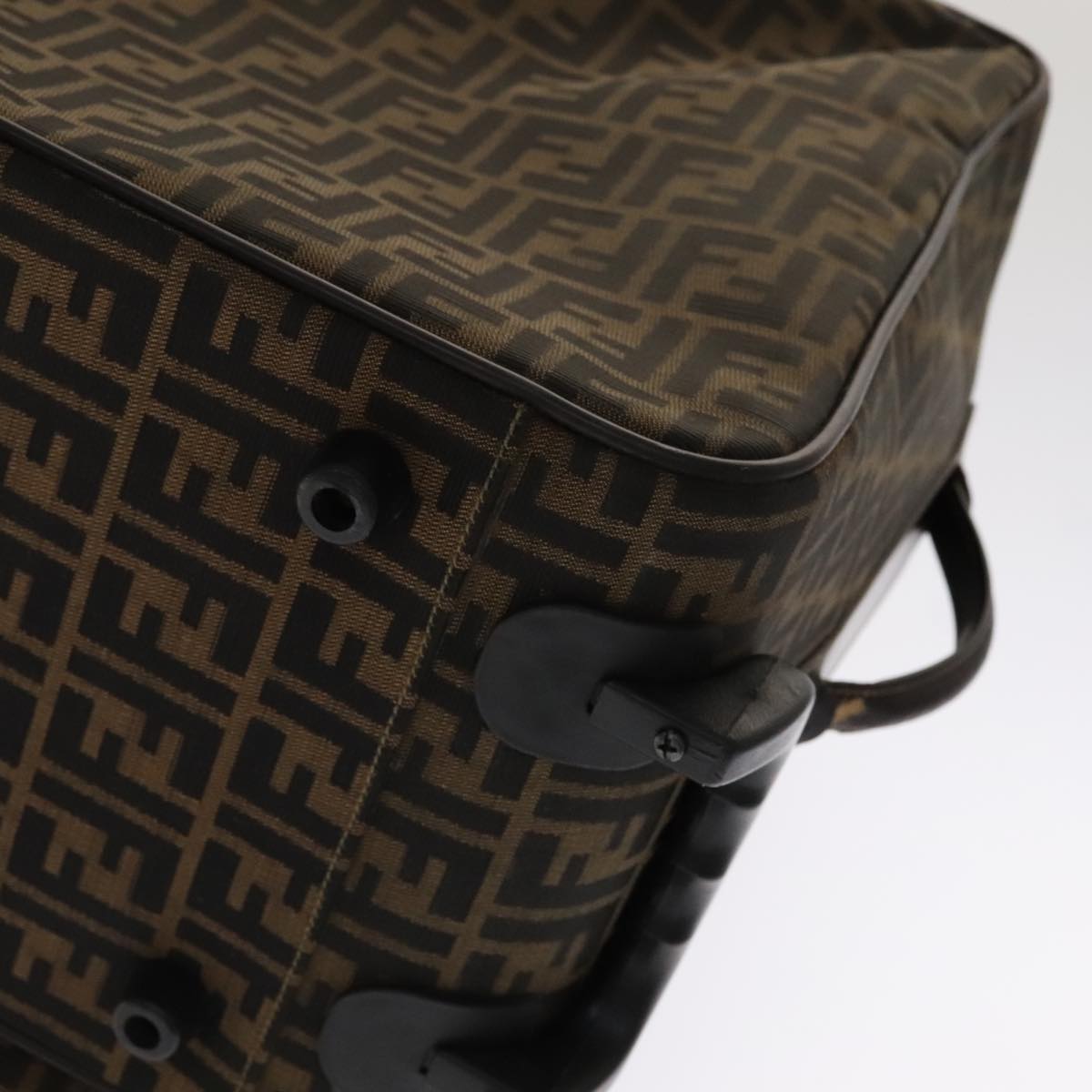 FENDI Zucca Canvas Carry Case Boston Bag Black Brown Auth mr869