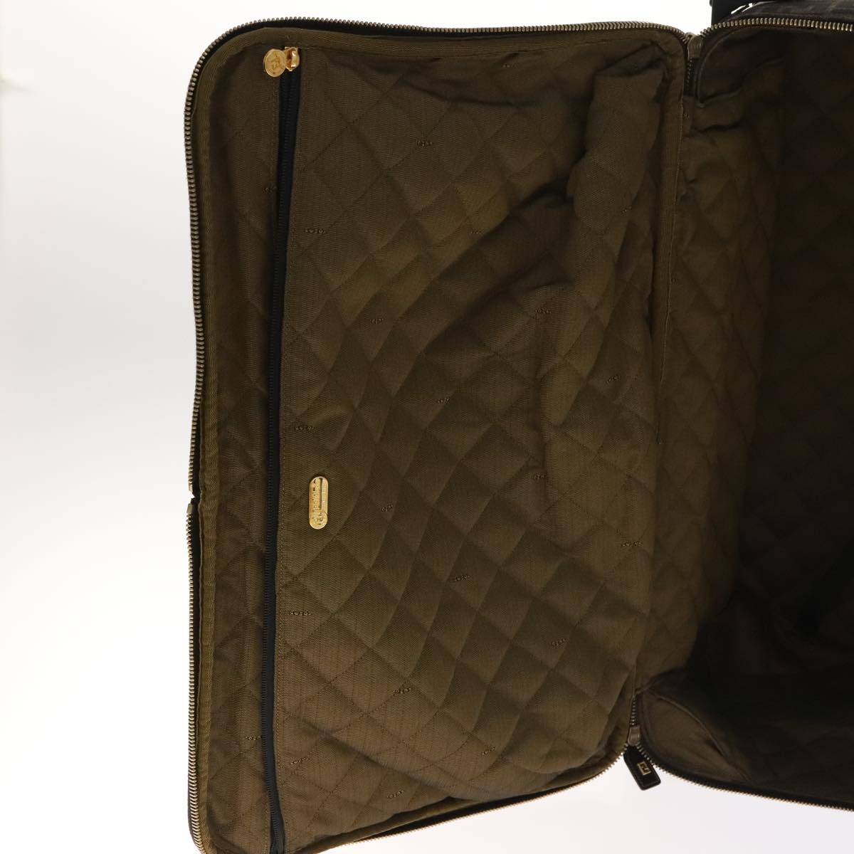 FENDI Zucca Canvas Carry Case Boston Bag Black Brown Auth mr869