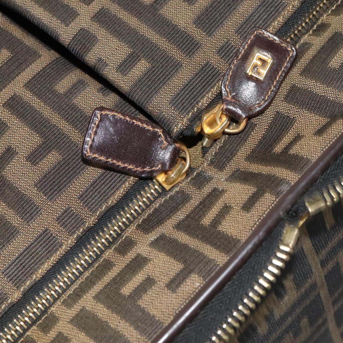 FENDI Zucca Canvas Carry Case Boston Bag Black Brown Auth mr869