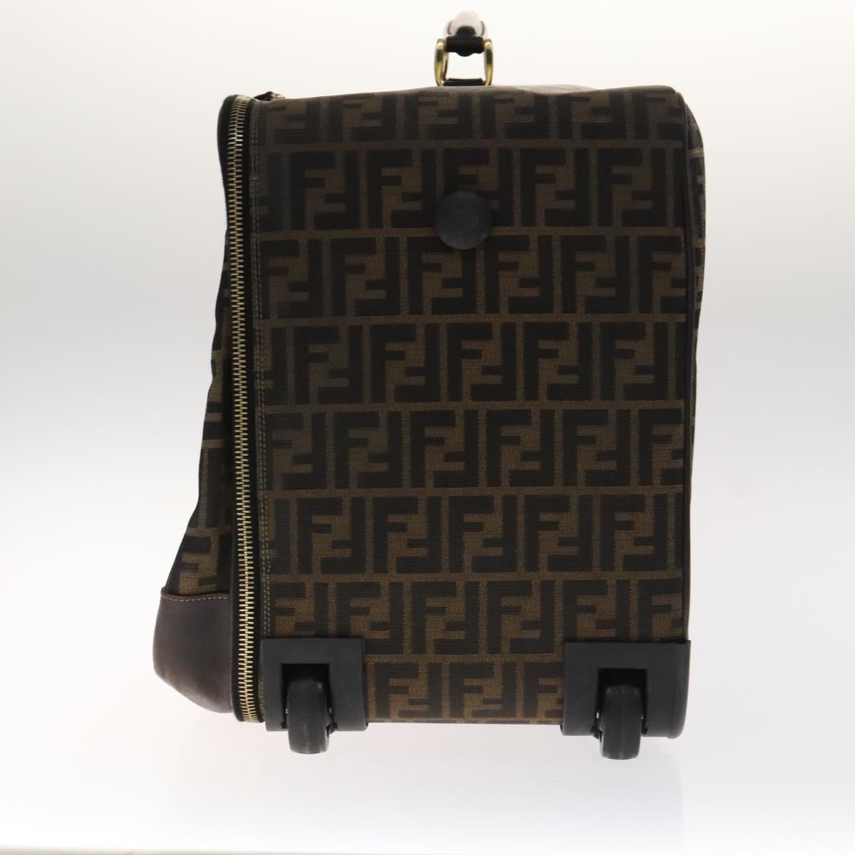 FENDI Zucca Canvas Carry Case Boston Bag Black Brown Auth mr869