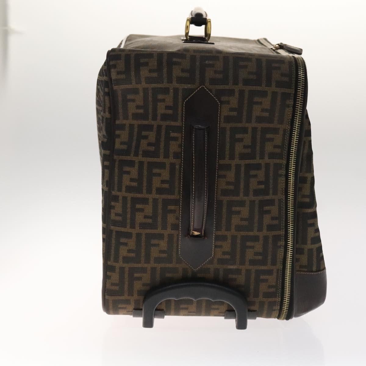 FENDI Zucca Canvas Carry Case Boston Bag Black Brown Auth mr869