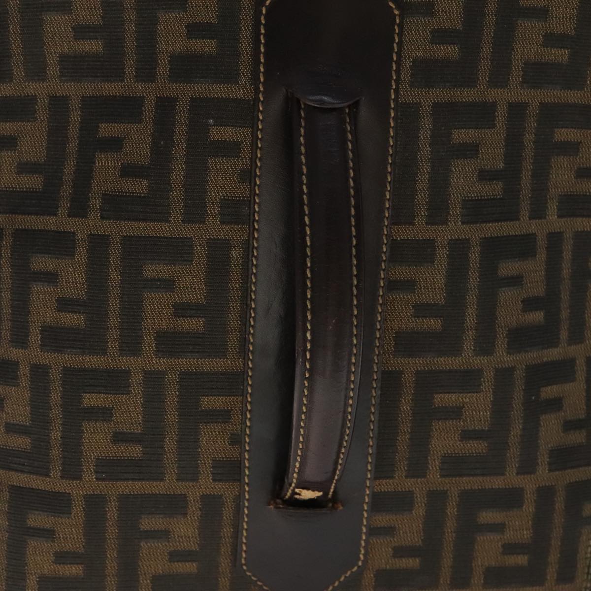 FENDI Zucca Canvas Carry Case Boston Bag Black Brown Auth mr869