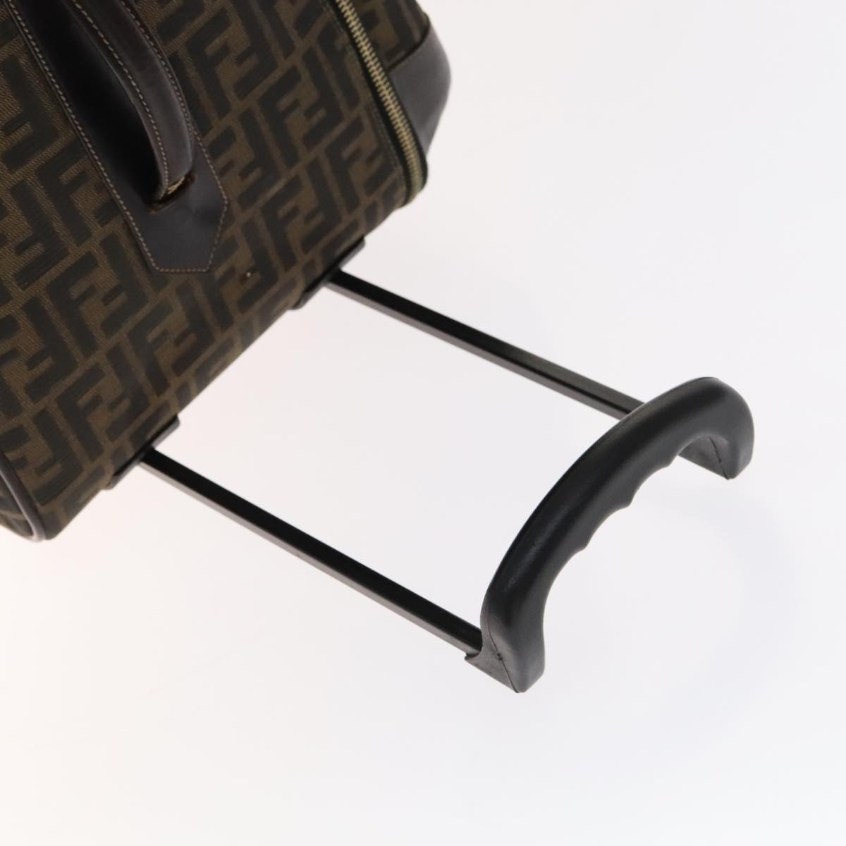 FENDI Zucca Canvas Carry Case Boston Bag Black Brown Auth mr869