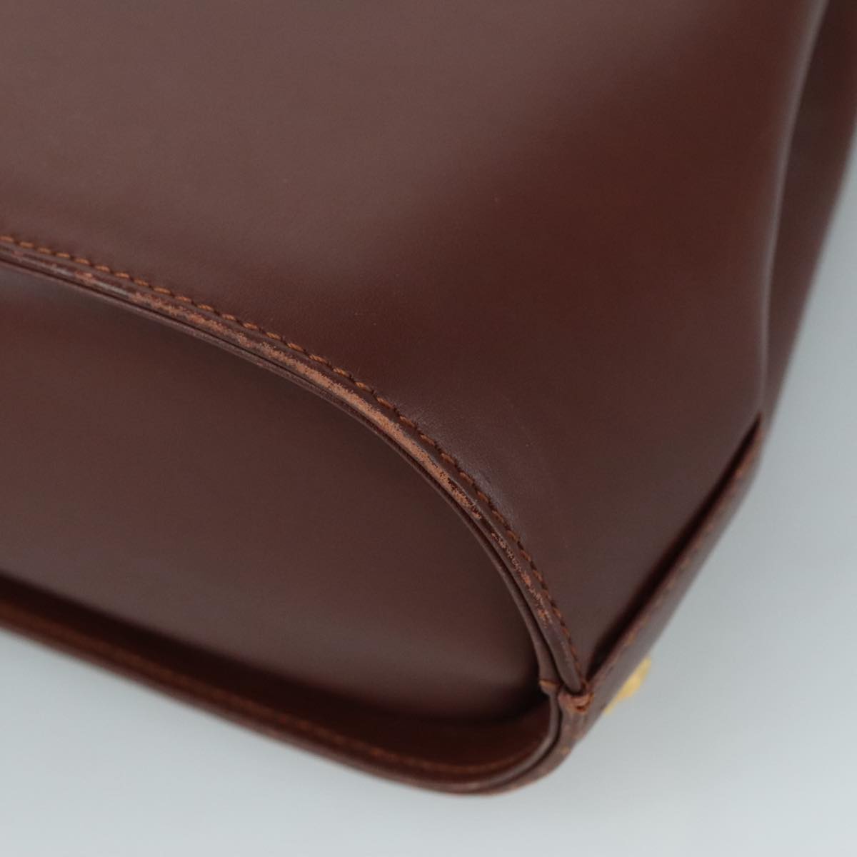 Salvatore Ferragamo Hand Bag Leather Brown Gold Auth mr885