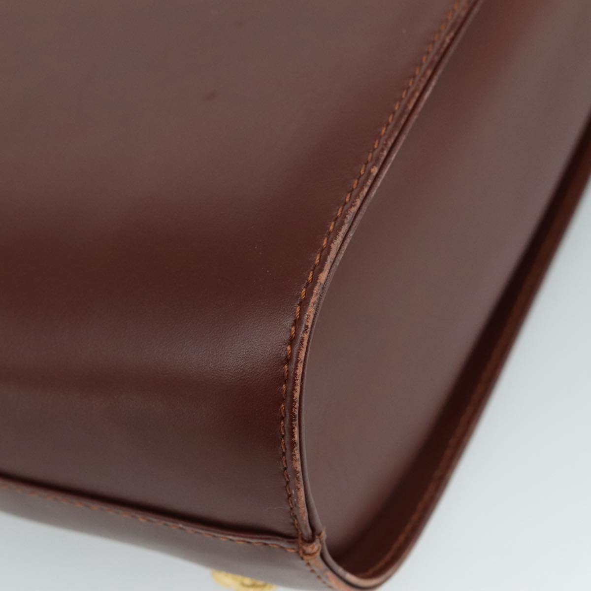 Salvatore Ferragamo Hand Bag Leather Brown Gold Auth mr885