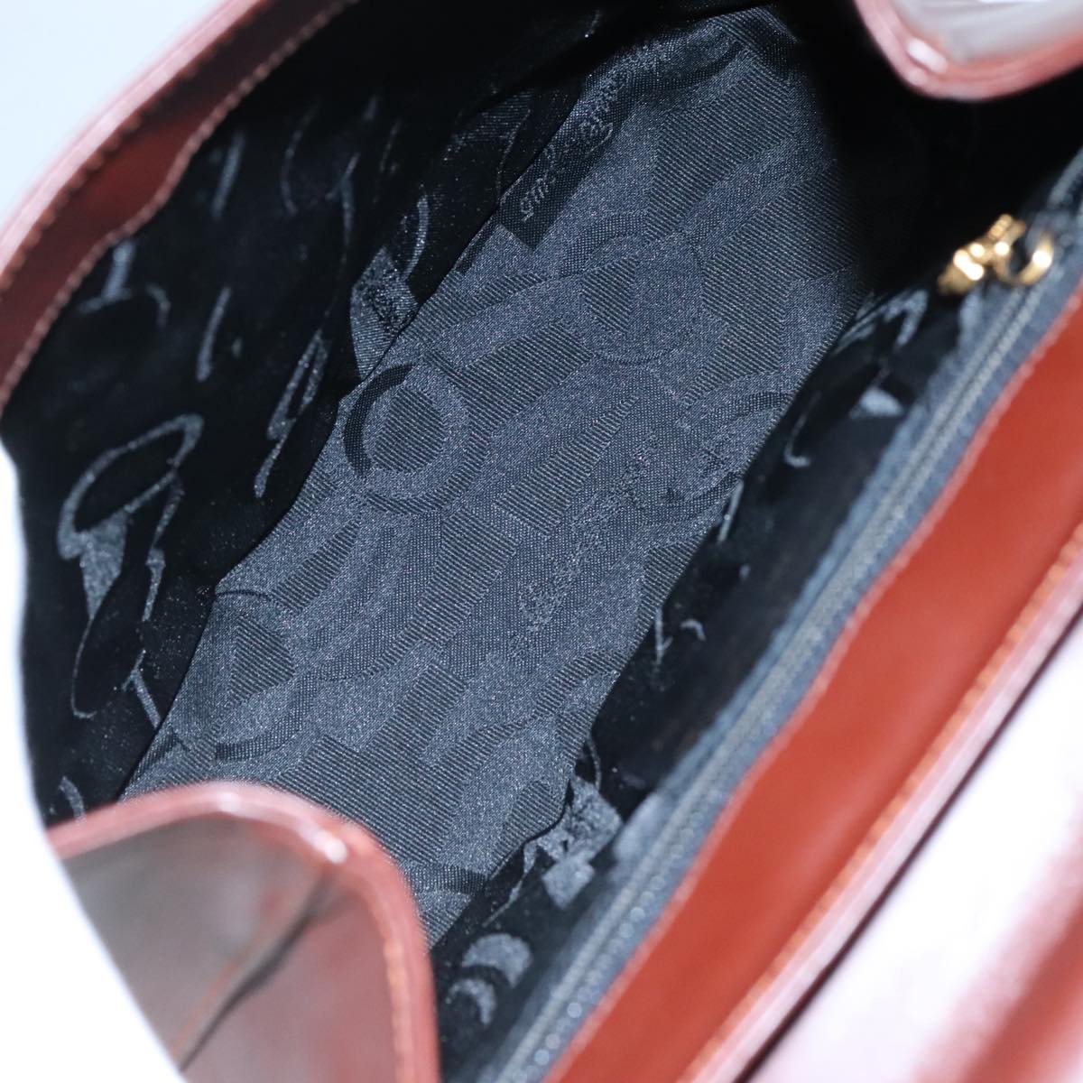 Salvatore Ferragamo Hand Bag Leather Brown Gold Auth mr885