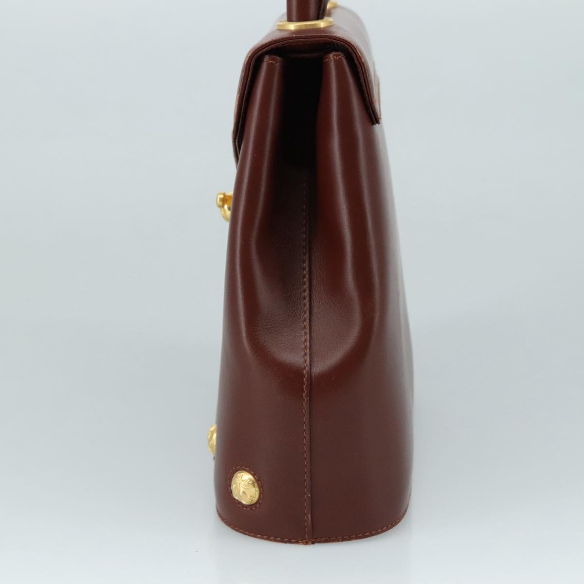 Salvatore Ferragamo Hand Bag Leather Brown Gold Auth mr885