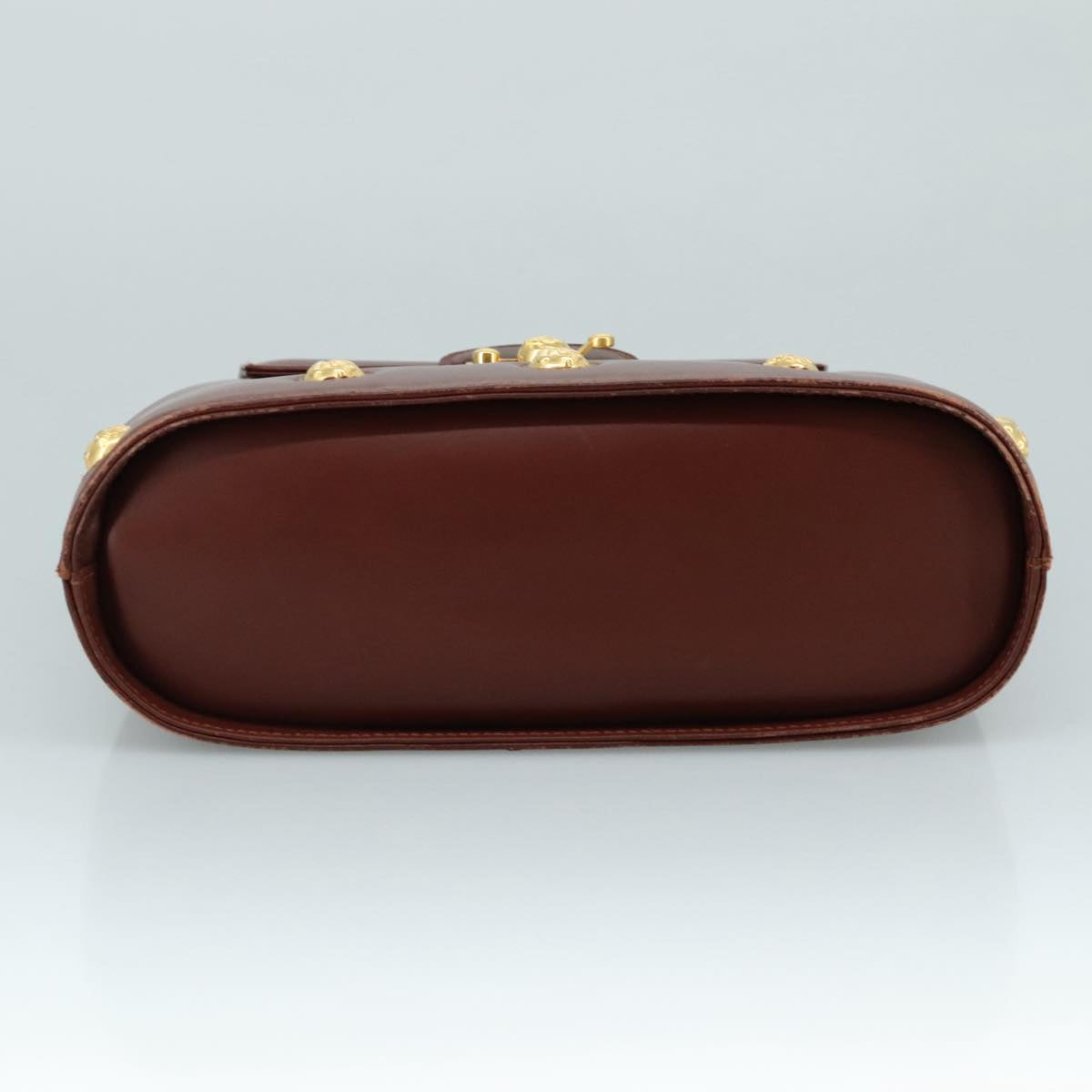 Salvatore Ferragamo Hand Bag Leather Brown Gold Auth mr885