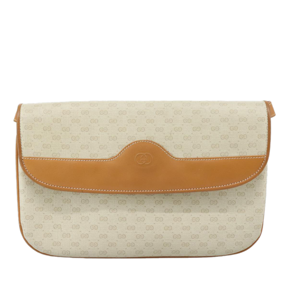 GUCCI Micro GG Supreme Shoulder Bag PVC Leather White Auth mr903