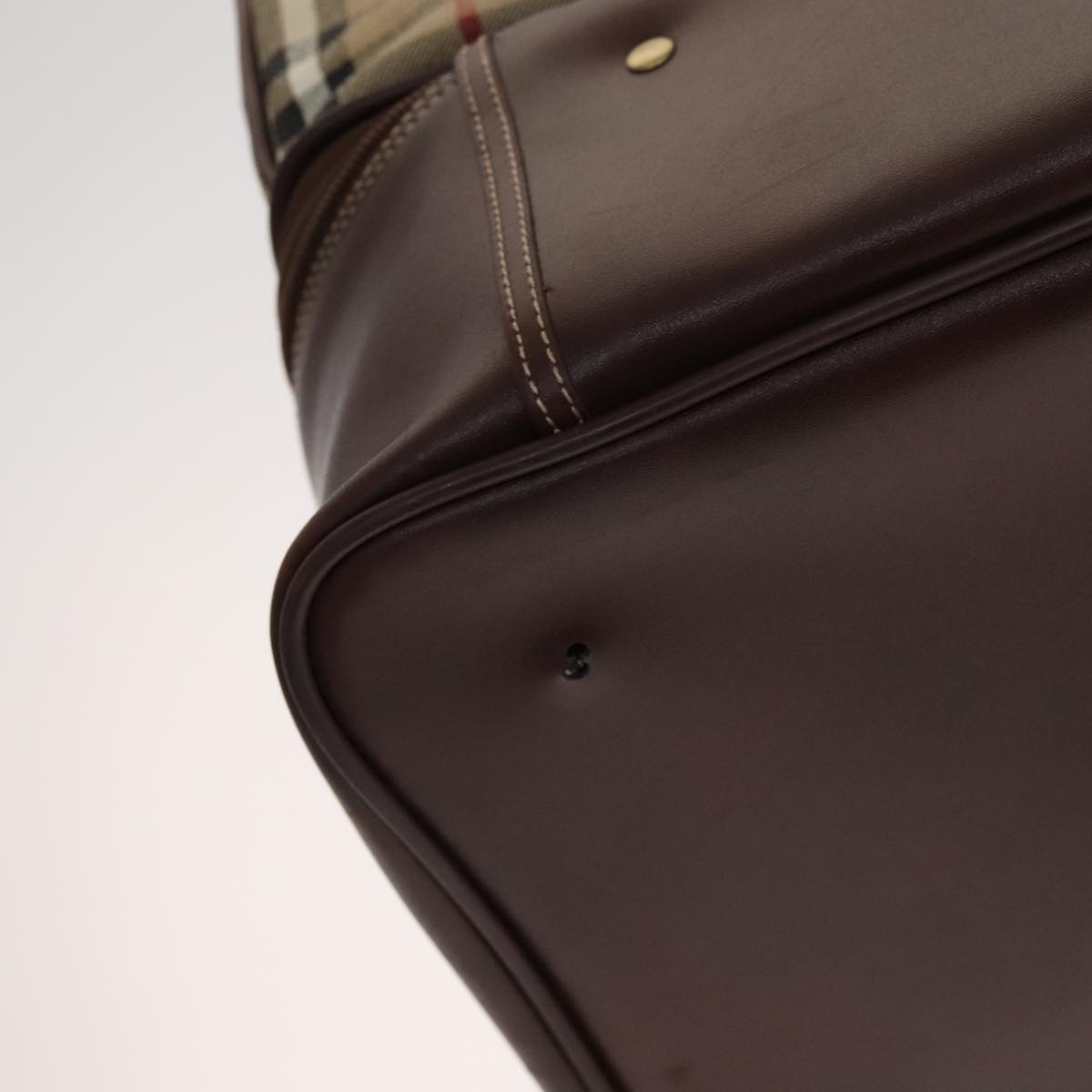 Burberrys Nova Check Boston Bag PVC Leather Beige Auth mr913